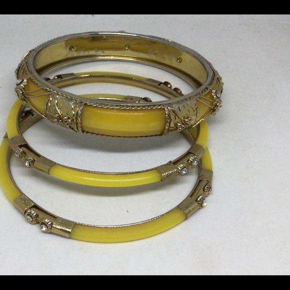 Vintage Indian Wedding Bangle Bracelets Rhinestones Gold Tone Framed Lot - Picture 8 of 11